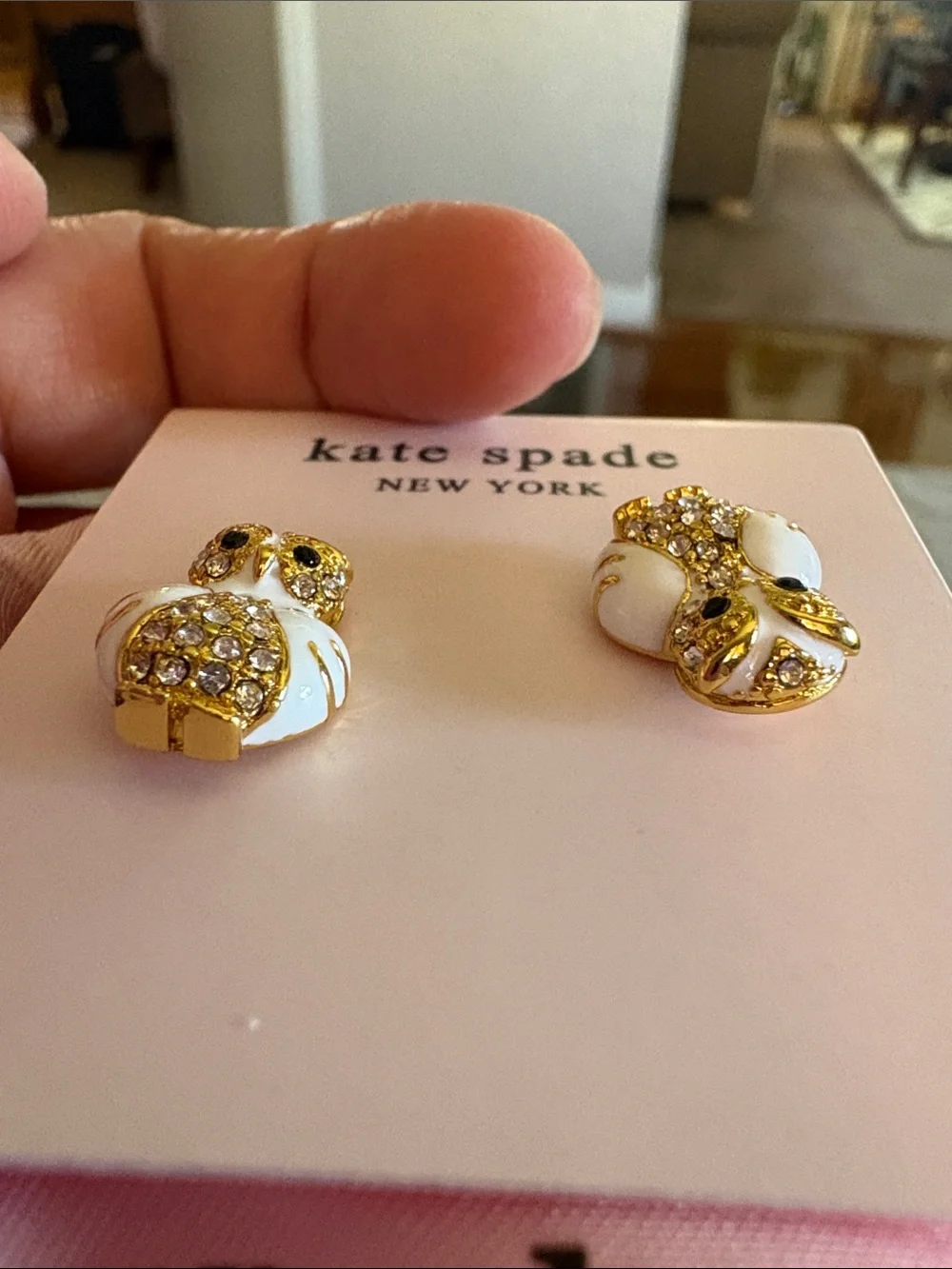 kate spade white & gold owl stud earrings